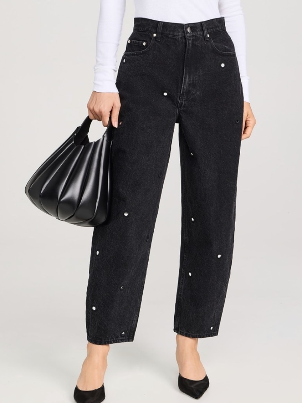 RHODE Jenna Black Mirror Jeans Sz 4